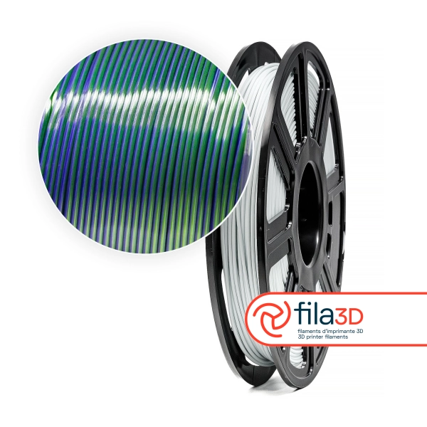 Bleu et vert - Satiné bicolore // Filament PLA, 250g