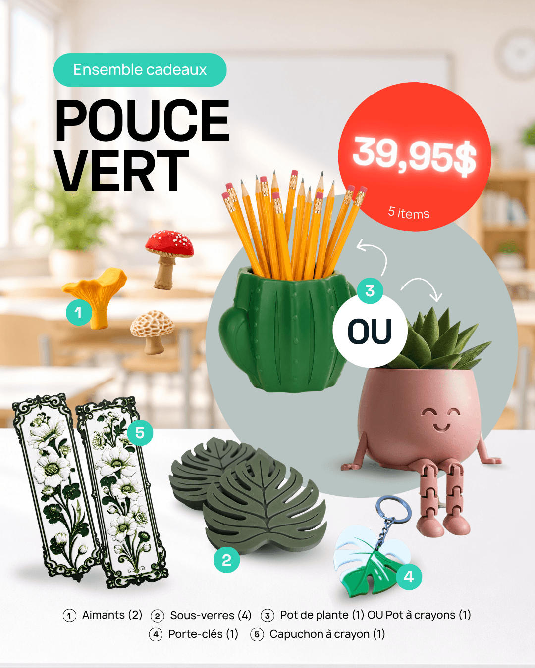 Ensembles cadeaux (5 items) pour professeur.es et éducateurs.trices – Image 2